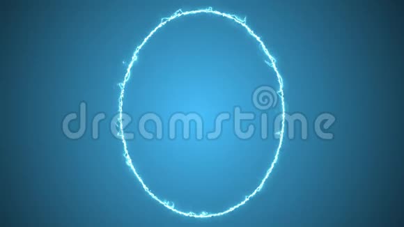 发光笔画遵循圆环运动路径和旋转的蓝色背景视频的预览图