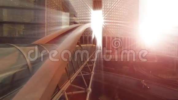 桥梁建筑太阳光束太阳光线未来建筑光线视频的预览图
