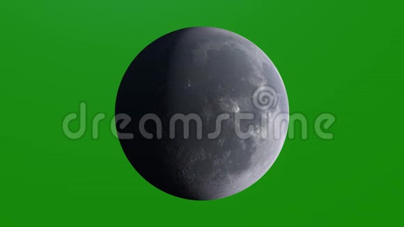 现实行星月亮露娜月球美丽的纹理和月光在绿色的屏幕上月球在深空旋转视频的预览图