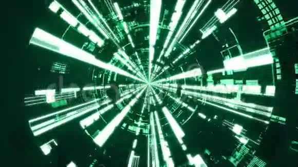 无缝环路飞入绿色飞船隧道科幻飞船走廊先进技术抽象无缝VJ视频的预览图
