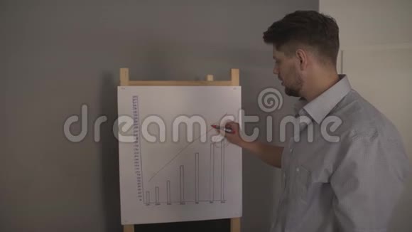 年轻帅哥呈现成果商业项目表格条男女同事拍手视频的预览图