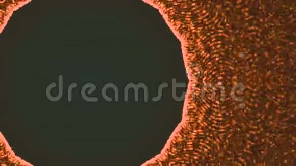 明亮的橙色粒子占据了整个空间除了一个圆形的部分里面有移动的图案覆盖着视频的预览图