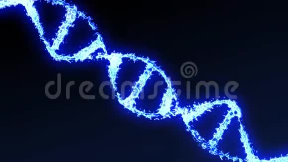 蓝色背景下旋转的二元DNA分子3D运动图形视频的预览图