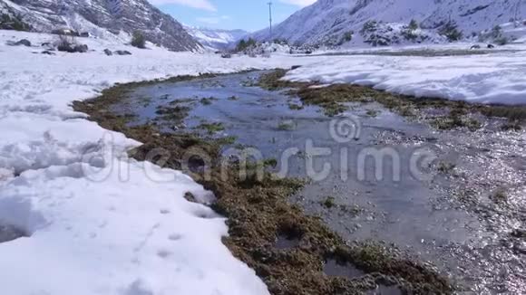 智利的山雪河流和景观视频的预览图