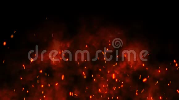 燃烧着的红色炽热的火花从夜空中的大火中升起以火光为主题的美丽抽象背景视频的预览图