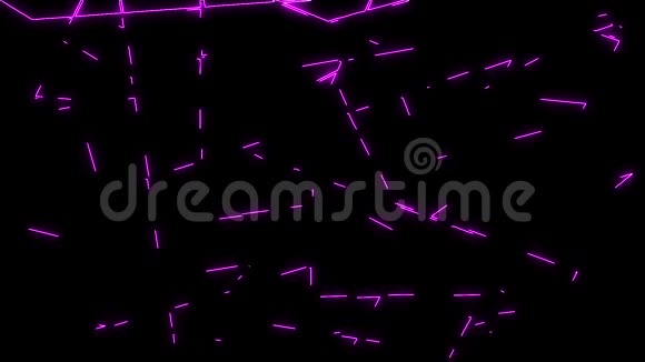 霓虹灯中的抽象线条在黑色背景上相互交叉视频的预览图