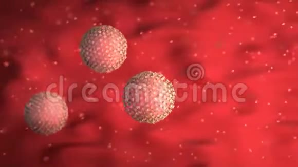 三维动画冠状病毒细胞在静脉运动视频的预览图