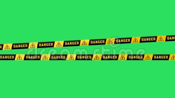 现实的黄色和黑色丝带与文字危险的绿色背景视频的预览图