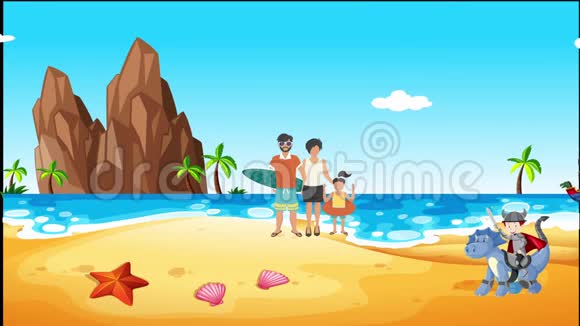 家人在海滩上寻宝视频的预览图
