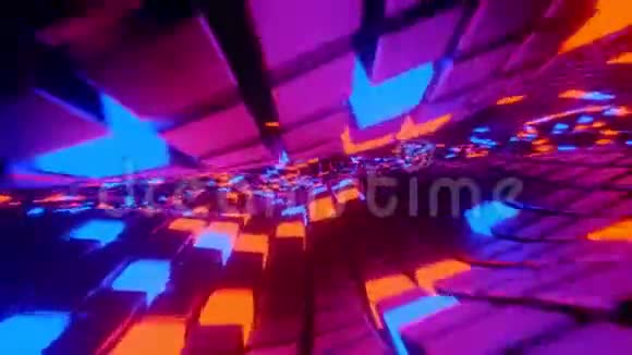 抽象几何立方体摇摆表面与发光灯启发式3D渲染视频的预览图