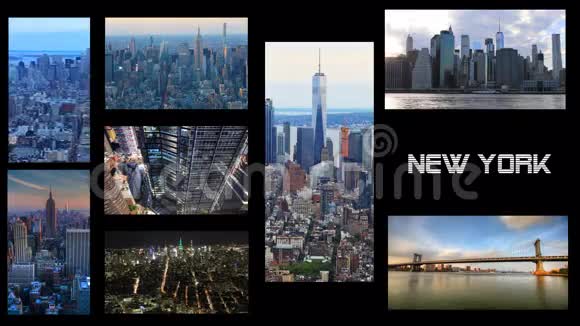 4K超高清纽约黑色背景视频拼贴视频的预览图
