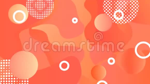 带有白色圆点和圆圈的橙色抽象背景视频的预览图