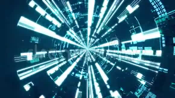 无缝环路飞入飞船隧道科幻飞船走廊先进技术抽象无缝VJ视频的预览图