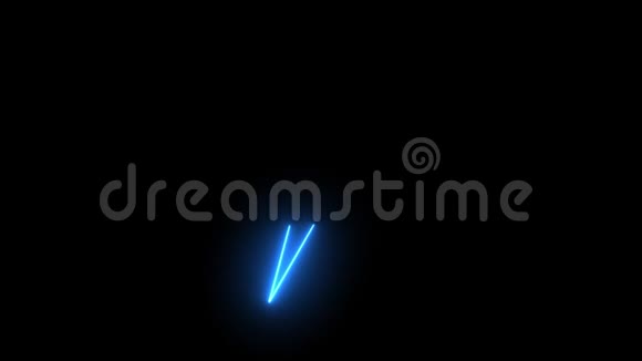 动画闪电图标霓虹灯蓝色轮廓向下的箭视频的预览图
