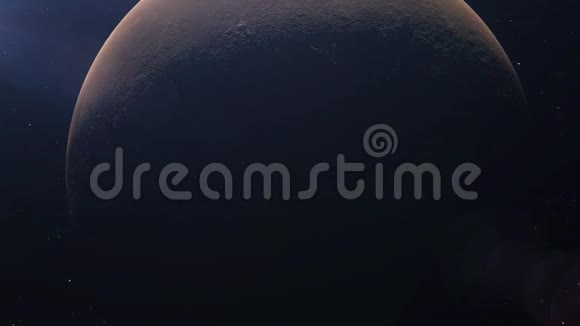 星球火星从太空看行星的一个大表面被太阳照亮3D动画视频的预览图
