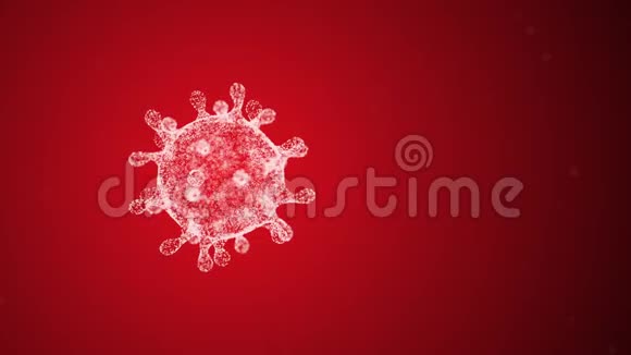 显微镜下的病毒分子冠状病毒的研究红色背景视频动画屏幕保护程序视频的预览图