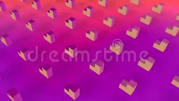 在粉红色背景上形成的三维抽象形状动画视频的预览图