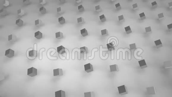 3D立方体在灰色背景下旋转的动画视频的预览图