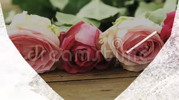 把玫瑰收起来白色的心形前景视频的预览图