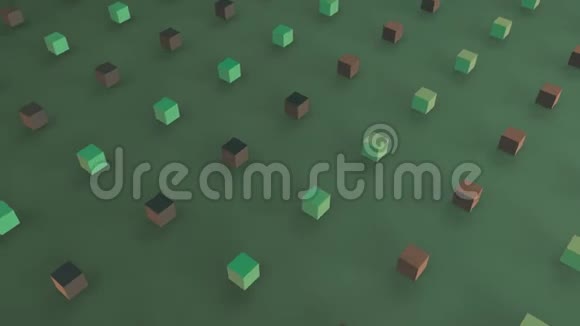 在绿色前景中移动3D立方体视频的预览图