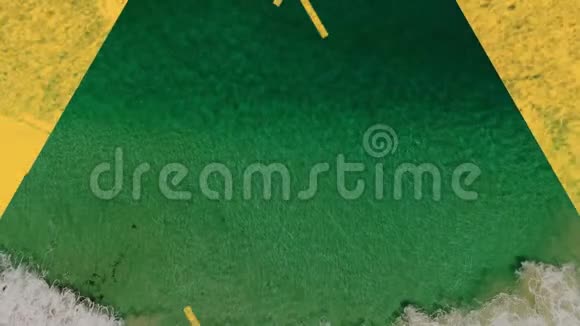 绿松石海通过黄色三角形前景视频的预览图
