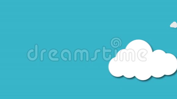蓝天上满是云彩向左移动卡通天空动画背景平面动画视频的预览图