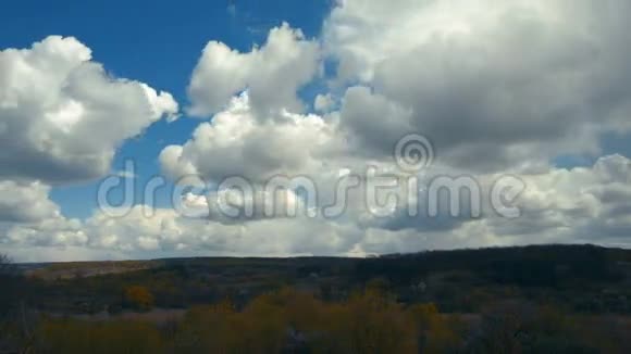 秋天的田野和乌云密布的森林视频的预览图
