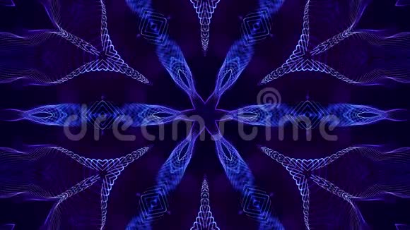 4k环形科幻3d背景辉光蓝色粒子形成线条表面复杂的对称结构如恒星视频的预览图