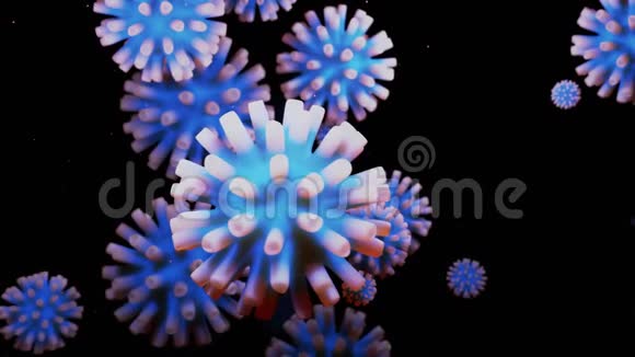 冠状病毒covid19型h1n1型禽流感或猪流感在液体三维表现中平稳运动视频的预览图