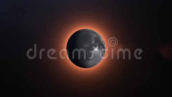 日全食月亮主要覆盖可见的太阳产生了金钻戒效应4K视频的预览图