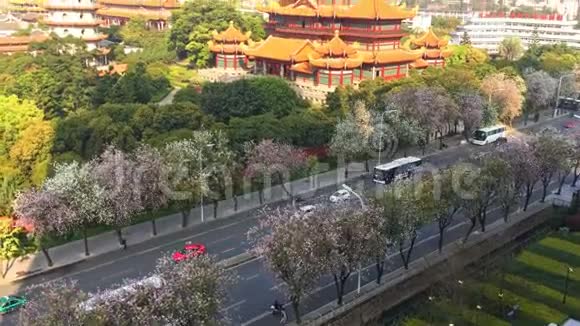 城市景观西禅寺鸟瞰视频的预览图