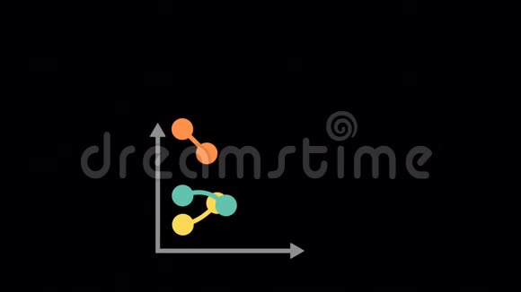 动画3黑色背景上的彩色曲线图视频的预览图