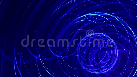 4k循环科幻粒子背景与波克和光效应蓝色微粒形成线球体视频的预览图