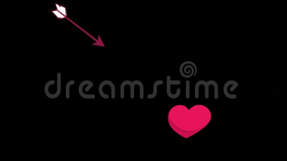 动画箭头绣在红色的心上黑色的背景视频的预览图