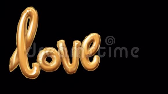 动画黄金爱情气球在黑色背景视频的预览图