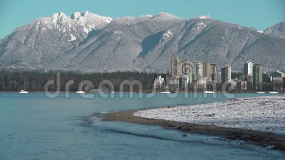 冬季海滩雪Kitsilano温哥华4KUHD视频的预览图