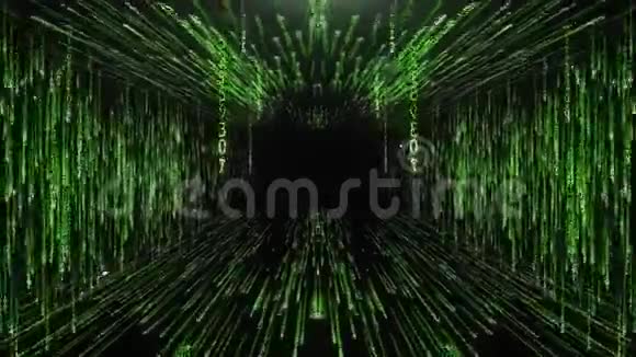 绿色走廊从矩阵代码视频的预览图