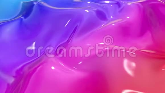 波浪布表面的4K三维动画形成涟漪如液体油漆表面或褶皱如组织红色视频的预览图