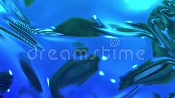 蓝色液态金属表面的抽象背景动画平滑3D波浪布表面的渲染视频的预览图