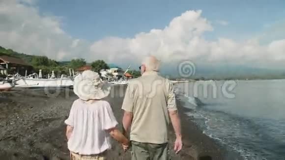 一对在海边散步的老人令人难以置信地感动视频的预览图
