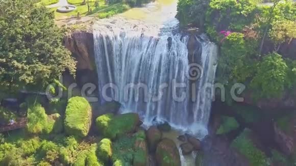 空中摄像机打开了对植物的瀑布观视频的预览图