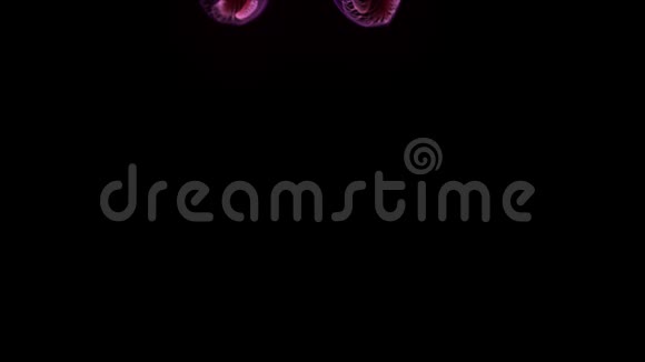 在4k水中注射荧光红紫墨水油墨流动中辉光粒子的三维渲染Luma哑光阿尔法视频的预览图