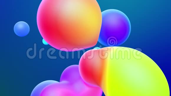 抽象的三维背景与美丽的彩虹色梯度上的蜡气泡元球体飞行空气与内部视频的预览图
