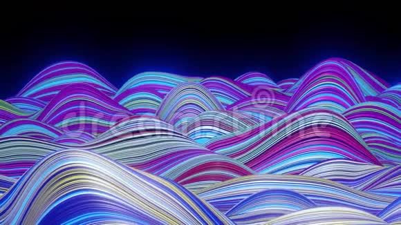 美丽的抽象背景波浪表面颜色梯度挤压线作为条纹织物表面与褶皱视频的预览图