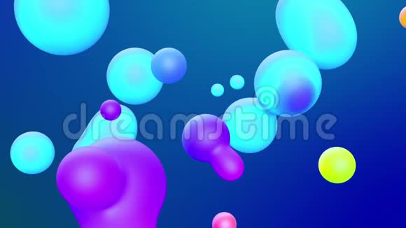 抽象的三维背景与美丽的彩虹色梯度上的蜡气泡元球体飞行空气与内部视频的预览图