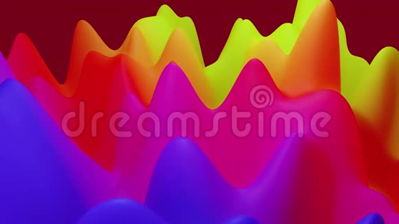 抽象液体蓝红黄梯度内部辉光表面似景观4k无缝循环动画美丽美丽视频的预览图