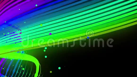 多色霓虹灯线在空气中摇摆平稳振荡和波浪线条颜色会周期性地改变形成跑步视频的预览图