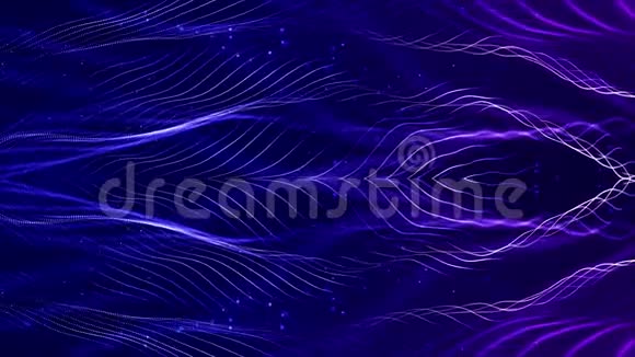 发光的蓝色粒子形成线条对称的结构如在微世界或宇宙空间4k循环科幻3d摘要视频的预览图