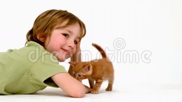在慢动作男孩和小猫视频的预览图