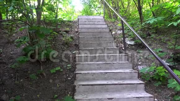 城市公园的一个混凝土楼梯视频的预览图